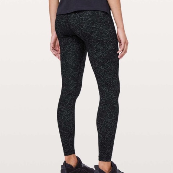 Lululemon Align Pant Full Length 28” Lacescape Dark Cast Black Gray Size 4 Nulu - Picture 5 of 12